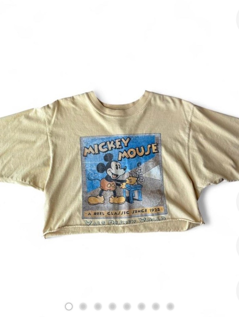vintage Mickey Mouse cropped tee Disney, yellow & blue